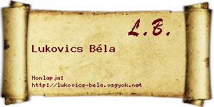 Lukovics Béla névjegykártya
