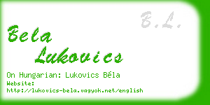 bela lukovics business card